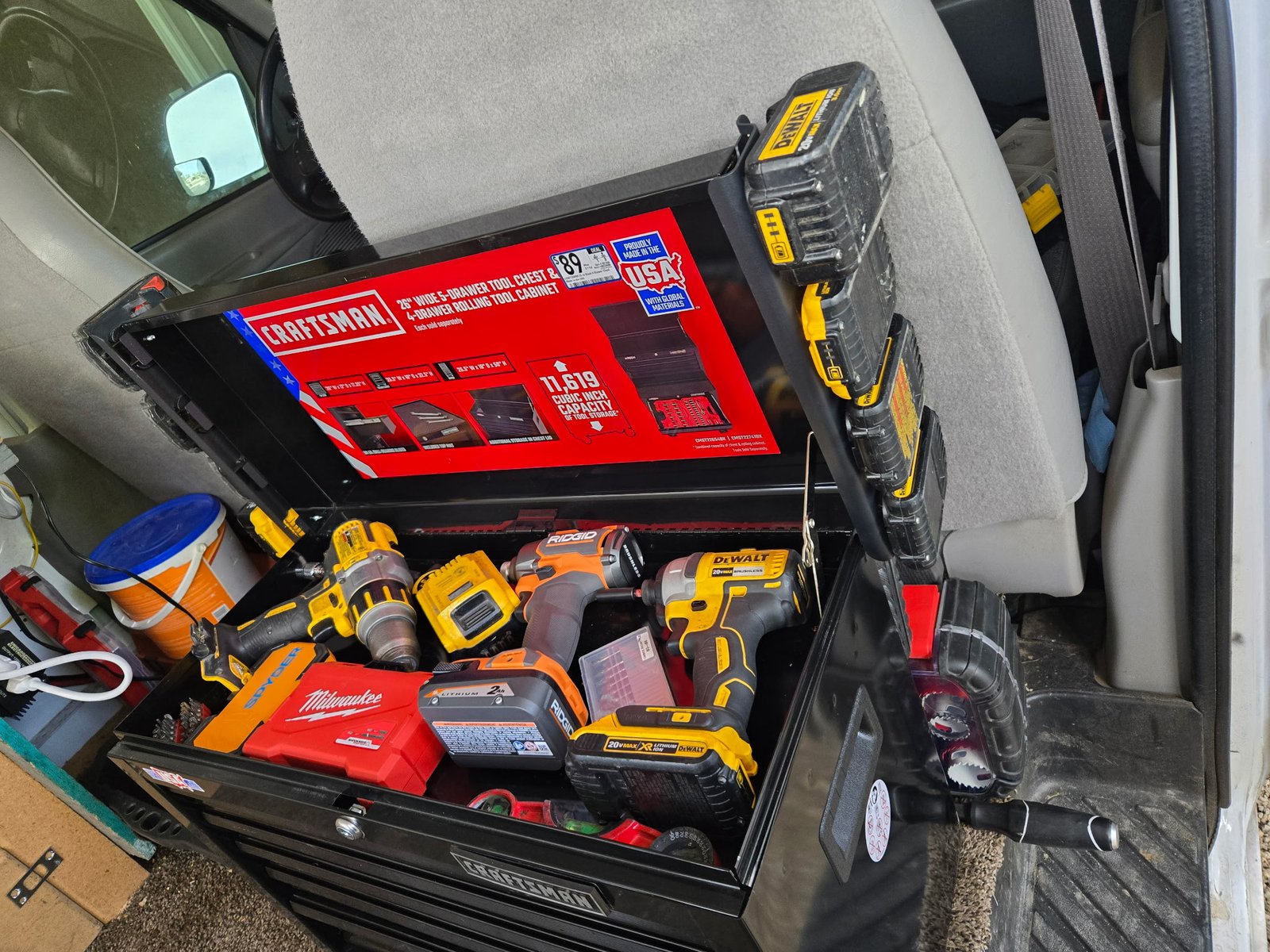Tool chest inside the mobile locksmith van