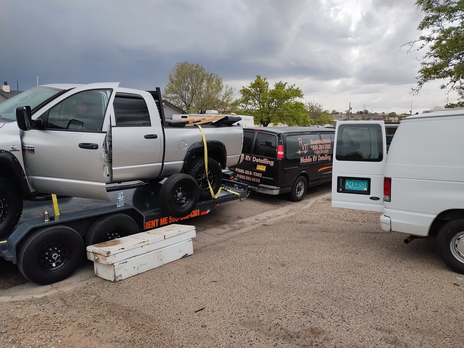 Just In Time Locksmith service van at a job site in Albuquerque